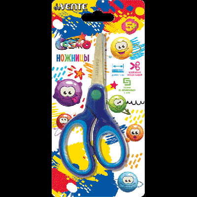 Ножницы детские 'deVENTE. Cosmo' 13 см с закругленными лезвиями, прорезиненными ручками, в картонном блистере