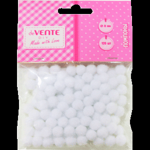 Набор помпонов для творчества 'deVENTE. DIY' 8 мм, 120 шт, цвет белый, в пластиковом пакете с блистерным подвесом