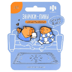 Значки-пины арт. 71126 / 50 КАПИБАРА ( 2 шт. в наборе; размер значка/-ов: 24х33/28х26 мм, материал значка/-ов: металл; способ изготовления: штамповка тип застёжки: цанга-бабочка (и