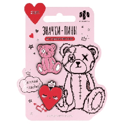 Значки-пины арт. 71125 / 50 РОЗОВЫЙ МИКС ( 2 шт. в наборе; размер значка/-ов: 30х25/31х25 мм, материал значка/-ов: металл; способ изготовления: штамповка тип застёжки: цанга-бабочк