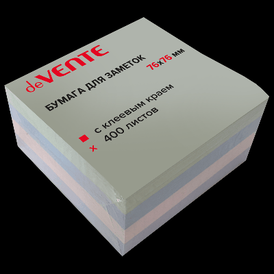 Клейкая бумага для заметок 'deVENTE. sigNATURE' 76x76 мм, 400 листов, офсет 75 г/м?, 4 цвета