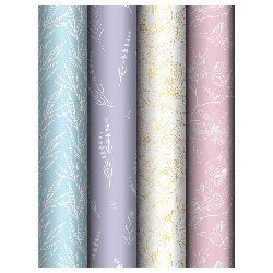 Упаковочная бумага глянц. 70*100см, MESHU 'Flowers', 80г/м2, ассорти 4 дизайна