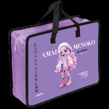 Папка для тетрадей, ИЗО и технологии 'deVENTE. Amai Menoko' A4 (33,5x26x10 см) с текстильным расширением 10 см, на молнии сверху, пластик 400 мкм, текстильные ручки, в пластиковом