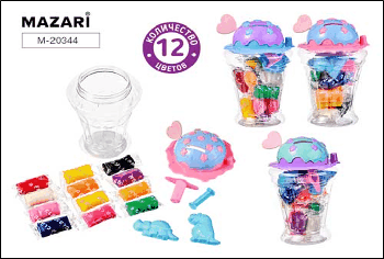 Тесто для лепки КОПИЛКА, 12 цветов по 13.5 г, пластиковые формочки 3 шт. в комплекте, 2 цвета в ассортименте, пластиковая банка