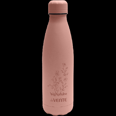 Бутылка-термос 'deVENTE. sigNATURE' 500 мл, 26,3x7,6x7,6 см, 8-12 часов, нержавеющая сталь, с герметичной крышкой-пробкой, матовая, пудрово-розовая, лакированный рисунок