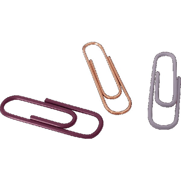 Скрепки металлические 'deVENTE. Esthetics' овальные, 28 мм, 100 шт в пластиковой коробке, ассорти 3 цвета (бургунди, лавандово-пепельный и розовое золото)