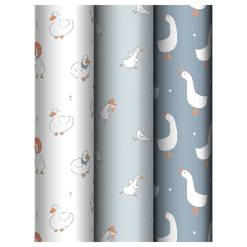 Упаковочная бумага глянц. 70*100см, MESHU 'Goose set', 80г/м2, ассорти 3 дизайна