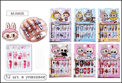 Ногти накладные ЗУБАСТИК, 12 шт., ассорти 6 дизайнов, блистерная коробка