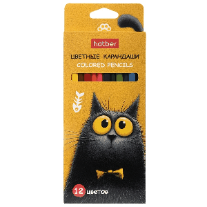 Карандаши цветные трехгран.корпус 12 цв. -Пушистый философ- заточен. в карт. короб. с европодвесом