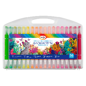 Фломастеры двусторонние Гамма 'Классические', 36цв., суперсмываемые, пластик.бокс, т/у