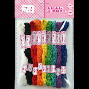 Набор ниток для вышивания (мулине) 'deVENTE. DIY School ART' хлопковые нити, длина 8 м, 9 рулонов, 9 цветов, в пластиковом пакете с блистерным подвесом