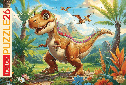 ПАЗЛЫ для детей 26 элементов А4ф 300х200мм в Рамке-Динозавр Рекс-