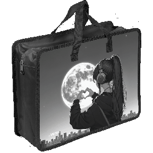 Папка для тетрадей, ИЗО и технологии 'deVENTE. Silver Moon' A4 (33,5x26x10 см) с текстильным расширением 10 см, на молнии сверху, пластик 400 мкм, текстильные ручки, в пластиковом