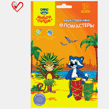 Фломастеры двусторонние Мульти-Пульти 'Енот в Бразилии', 10цв., 10шт., смываемые, картон, европодвес