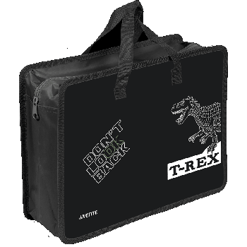Папка для тетрадей, ИЗО и технологии 'deVENTE. T-Rex' A4 (33,5x26x10 см) с текстильным расширением 10 см, на молнии сверху, пластик 400 мкм, выборочный лак, текстильные ручки, в пл