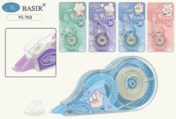 Корректирующая лента: 'ЛАПКИ'; в индивидуальной упаковке с европодвесом, для корректировки текста на любом типе бумаги, 5 м.