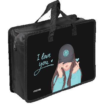 Папка для тетрадей, ИЗО и технологии 'deVENTE. K-Pop Heartbeat' A4 (33,5x26x10 см) с текстильным расширением 10 см, на молнии сверху, пластик 400 мкм, текстильные ручки, в пластико