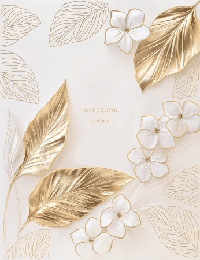 Бизнес-блокнот 80л А5ф 167х216мм 5-цв. блок клетка тв.переплет запечат. форзац мат.ламин. 3D фольга -Flower gold-