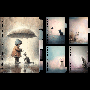 Разделитель листов 'deVENTE. Cat Story' A5 (160x210 мм) полипропилен 140 мкм, искрящаяся фактура, с рисунком, 5 шт, индивидуальная упаковка