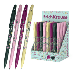 Ручка шариковая ' Erich Krause ' R-301 Цветочная Душа (Stick Floral Soul) синяя 0,7мм, толщина письма 0,35мм, шестигранная, рифленый держатель, цветной корпус- ассорти, картонная у
