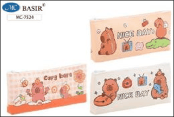 Пенал-косметичка: 'КАПИБАРА'; материал ПВХ, цветной с рисунком /ассорти/, размер 19*9*2,5 см. дев