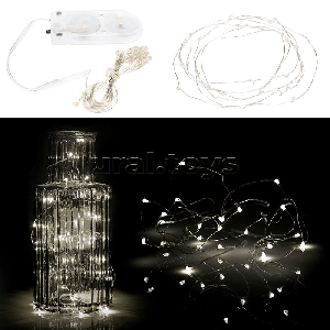 Электрогирлянда Роса 2 м, 20 ламп, на батарейках, холодный