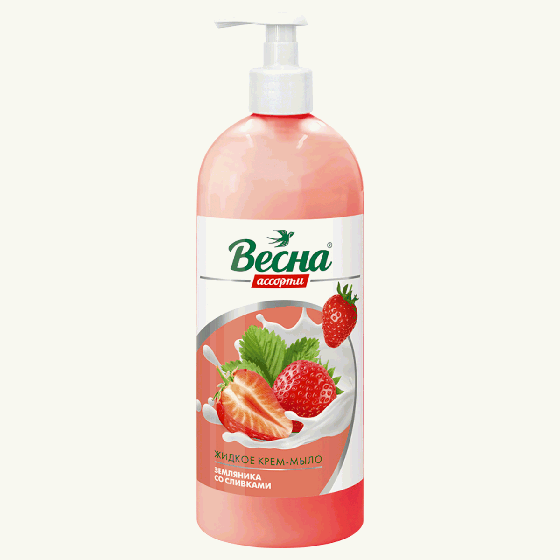 Мыло-крем жидкое Весна 'Земляника со сливками', с дозатором, 850мл