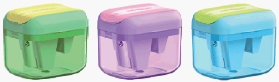 Точилка keyraod maxi pastel, пластик, 3 отверстия, с контейнером, ассорти, дисплей