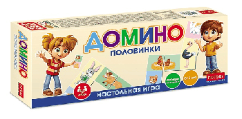 ИГРА настольно-печатная ДОМИНО для детей 28 карточек-На ферме_Половинки-