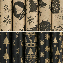 Бумага упаковочная НГ новогодняя 'Black&Gold' 70х100 см, 10 дизайнов ассорти, ЗОЛОТАЯ СКАЗКА, 591910