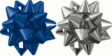 Набор из 2-х металлизированых бантов-звезд (больших) для праздничной упаковки Различные цвета (сини