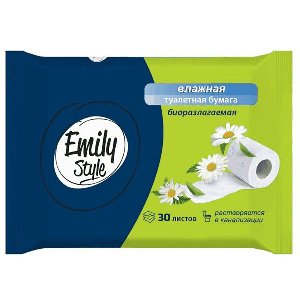 Бумага туалетная влажная ' Emily Style ' Бумага туалетная влажная ' Emily Style ' 30шт, растворяющаяся