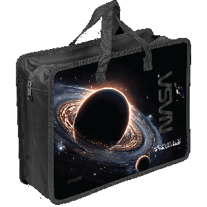 Папка для тетрадей, ИЗО и технологии 'deVENTE. Darkness of the Universe' A4 (33,5x26x10 см) с текстильным расширением 10 см, на молнии сверху, пластик 400 мкм, выборочный лак, текс