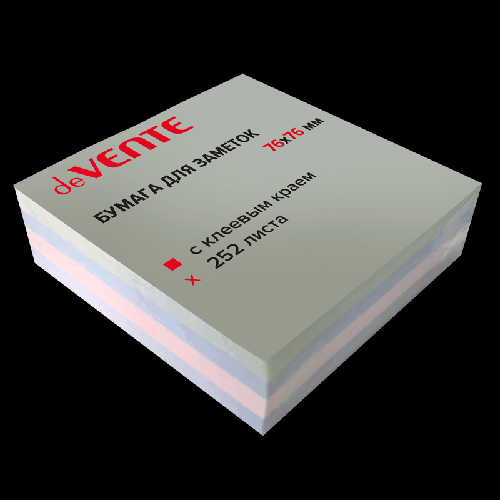 Клейкая бумага для заметок 'deVENTE. sigNATURE' 76x76 мм, 252 листа, офсет 75 г/м?, 4 цвета