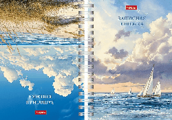 Записная книжка 80л А6ф 60-65г/кв.м с твердой обложкой запечат. форзац двойная 2-х цветная клетка на гребне глянц.ламинация -Светлые горизонты-