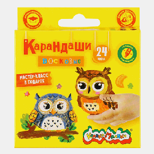 Карандаши восковые ' Каляка-Маляка ' 24цв толстые, круглые с заточкой, в картонной упаковке(Восковые карандаши Каляка-Маляка разработаны специально для маленьких художников, только
