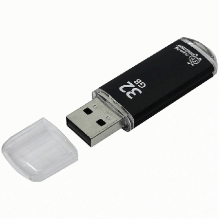 Память Smart Buy 'V-Cut' 32GB, USB 2.0 Flash Drive, черный (металл.корпус)