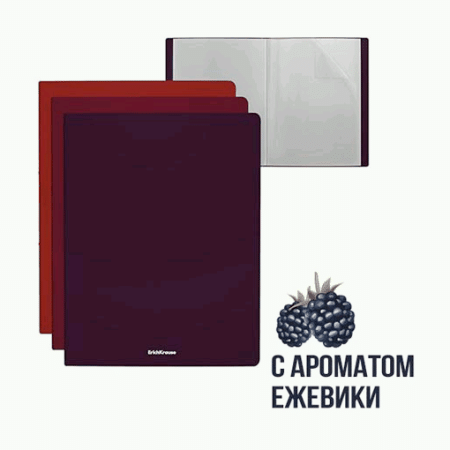 Папка 20файлов ' Erich Krause ' А4 Matt Blackberry Marsala, ассорти, ароматизированный пластик 0,6мм, с текстурой поверхности ' песок '
