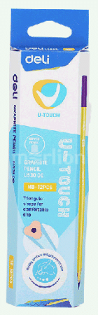 Карандаш чернографит. Deli EU53000-1 U-Touch HB трехгран. тополь корпус ассорти коробка с европодвес ( 1 шт)