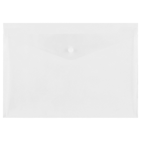 Папка-конверт на кнопке СТАММ А4, 150мкм, пластик, прозрачная, бесцветная