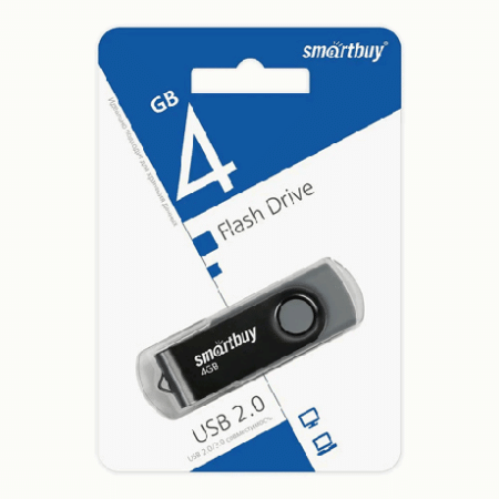 Флеш-диск ' SmartBuy ' 4GB Twist черный USB 2.0, металл/пластик