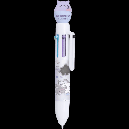Ручка шариковая автоматическая 6 в 1 подарочная 'deVENTE. Ghost Meow' с декоративным элементом, d=0,7 мм, 6-ти цветная, ультра гладкое письмо, чернила на масляной основе, сменный с