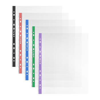 Папка-вкладыш с перфорацией Berlingo 'Squares', А4, 30мкм, рельефная текстура, матовая, с цветным корешком, ассорти