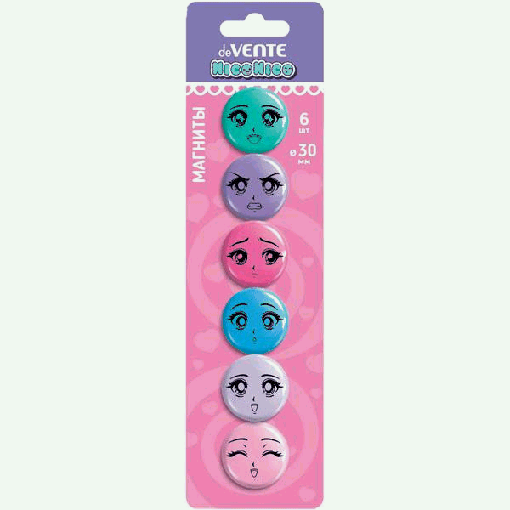 Магнит для доски офисной 'deVENTE. NicoNico:-)' O 30 мм, 6 шт, в картонном блистере