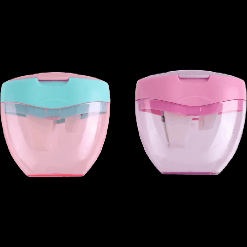 Точилка для карандашей 'deVENTE. Little Rabbit' 3 отверстия, пластмассовая с контейнером, с индивидуальной маркировкой, в картонном дисплее, ассорти 2 цвета