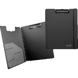 Папка-клипборд 'deVENTE. TOTAL BLACK' A4 (230x330 мм) толщина 2 мм, внутренний карман, покрытие полипропилен, фактура 'песок' пенный уплотнитель, резинка для фиксации, ширина прижи