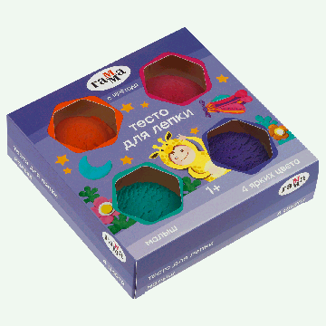 Тесто для лепки Гамма 'Малыш', 4цв., 240г, яркие цвета, картонный рукав new