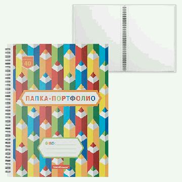 Папка-портфолио ' Erich Krause ' А4 спираль 40 файлов Creative Notes пластик