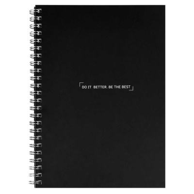 Блокнот. МОТИВАЦИЯ. ЧЕРНЫЙ. Формат А5. Количество листов - 48 л. Тип обложки - гребень по длинной стороне. Материал обложки - мелованный картон 270 г/м?. Печать обложки: полноцветн