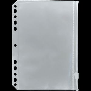 Папка-вкладыш на молнии 'deVENTE' A5 (175x215 мм) 180 мкм, универсальная перфорация, полипропилен, прозрачная, индивидуальная маркировка